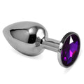 Butt Plug Silver Rosebud Classic with Purple Jewel Size S