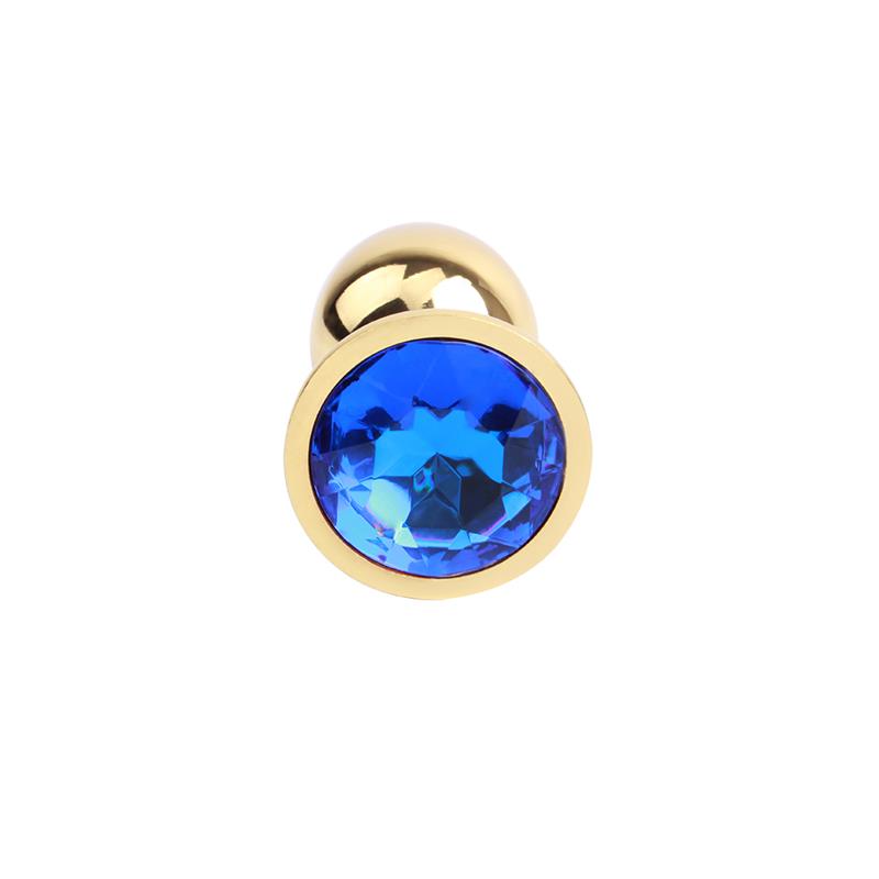 Golden Butt Plug with Blue Jewel