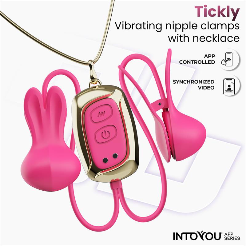Tickly Nipple Clamps ith Vibration Remote and Necklace with App