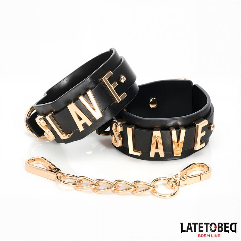 SLAVE Handcuff with Golden Chain