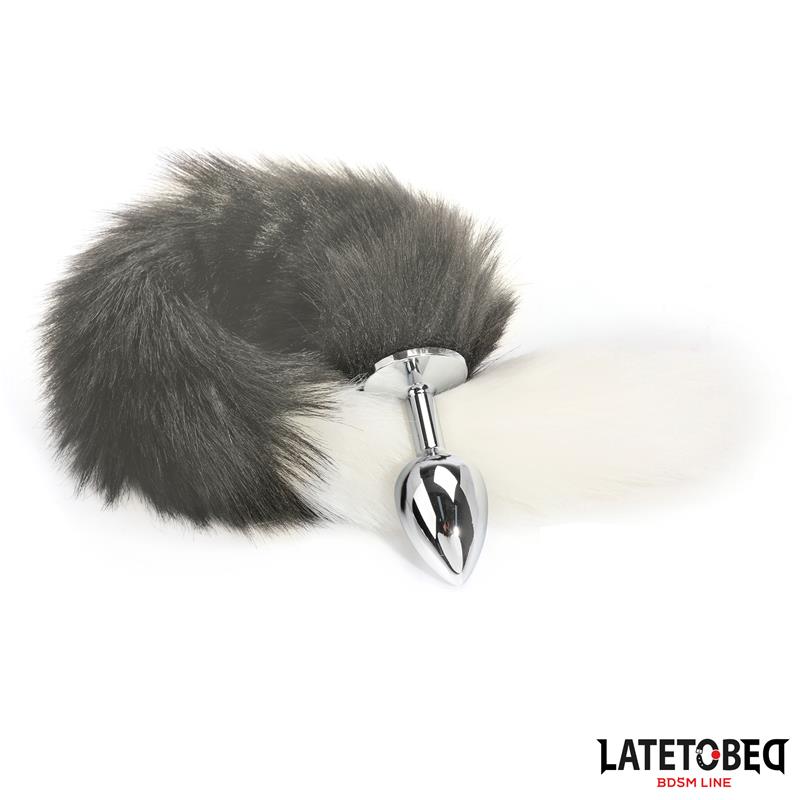 Anal plug with tail Gray and White 40 cm