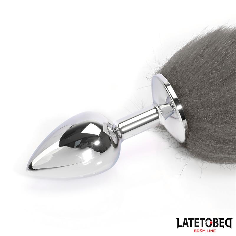 Anal plug with tail Gray 40 cm