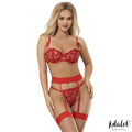 Yvonne bra thong and garter belt Set with Hearts Red