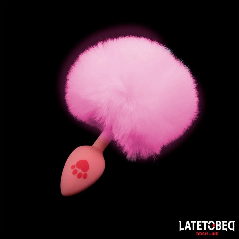 Pink Silicone Anal Plug with Pompon Pink