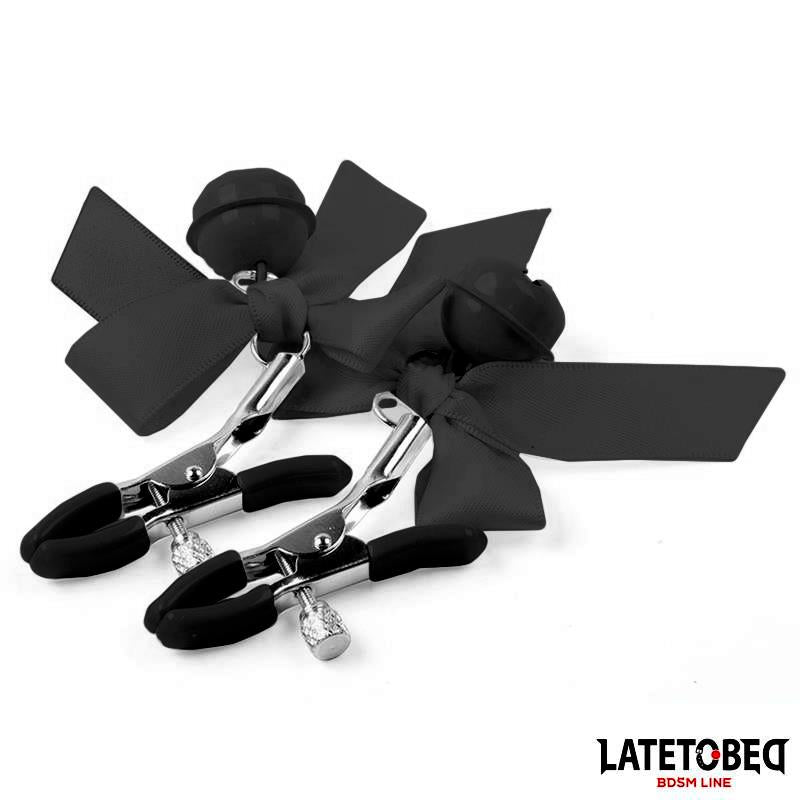 Nipple Clamps with Bell and Black Bow