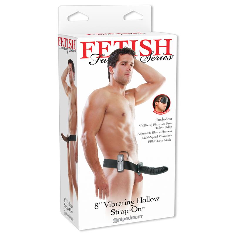 Strap On with Vibrating Hollow Dildo 8 Black