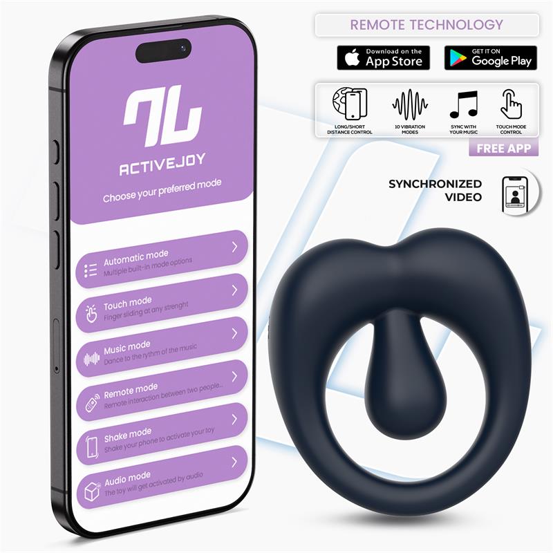 Kenny Penis Ring with Clitoris Stimulator and APP Night Blue
