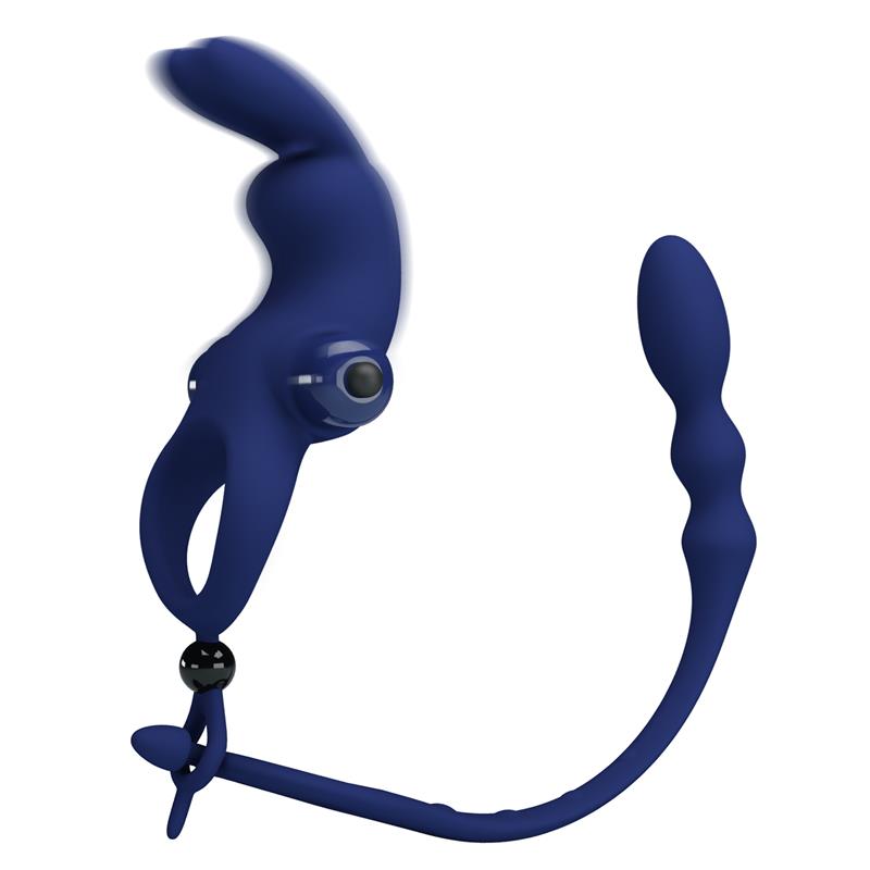 Vibrating Penis Ring with Anal Chain