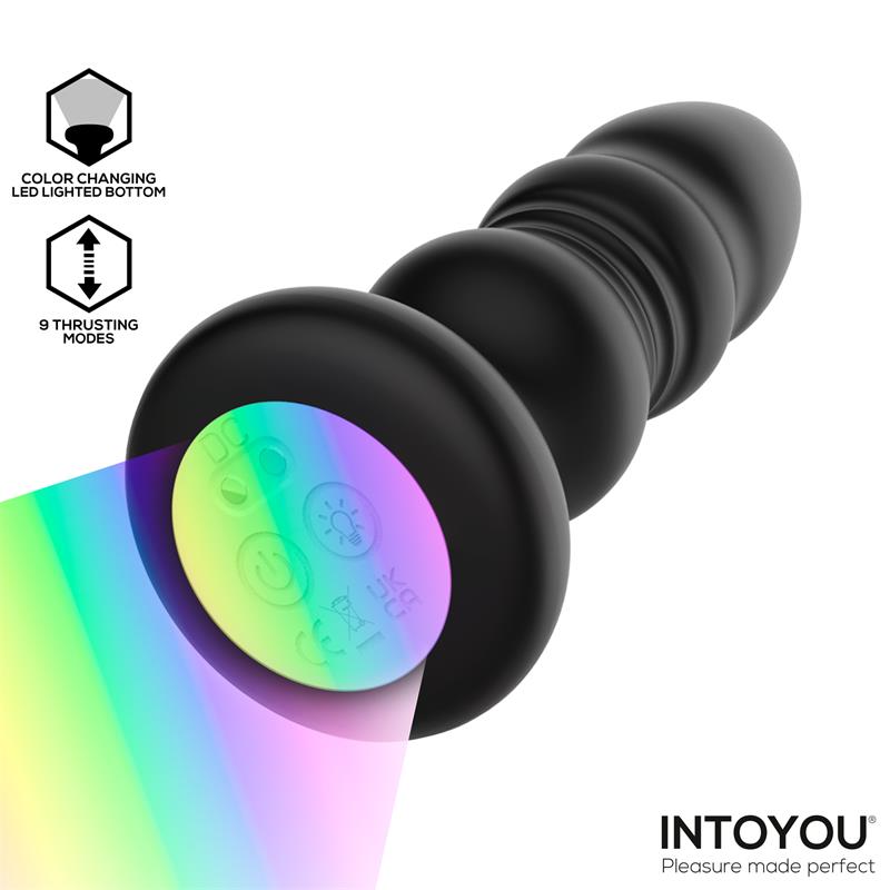 Krax Butt Plug with Vibration Thrusting Led Light and Remote